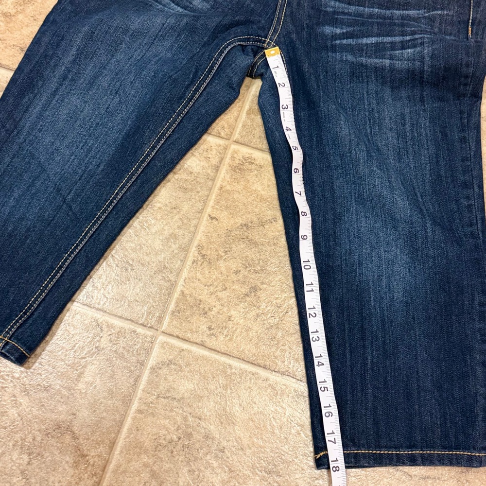 Bongo Womens Dark Wash Denim Capri Jeans Size 9 Contrast Stitch Cropped Pants - Picture 3 of 7
